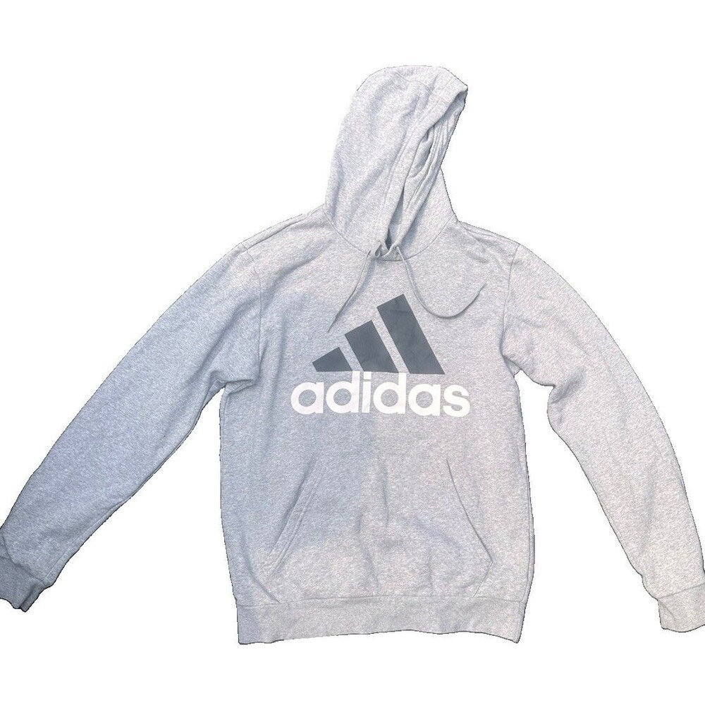 adidas Gray Pullover Hoodie Men's Medium Large Logo Sweatshirt